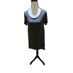 Zenana Gray Shark Bite Tunic Top Soft Stretch Knit Legging Friendly Shirt S